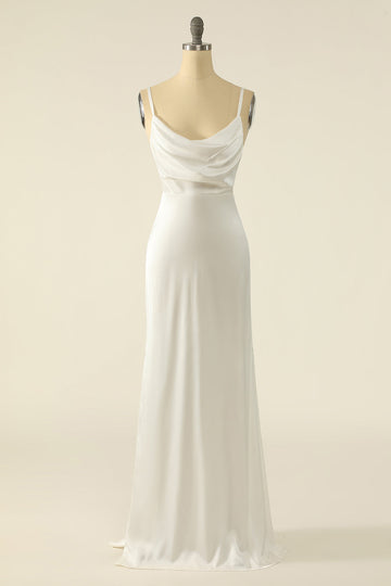 Ivory Satin Simple Wedding Dress